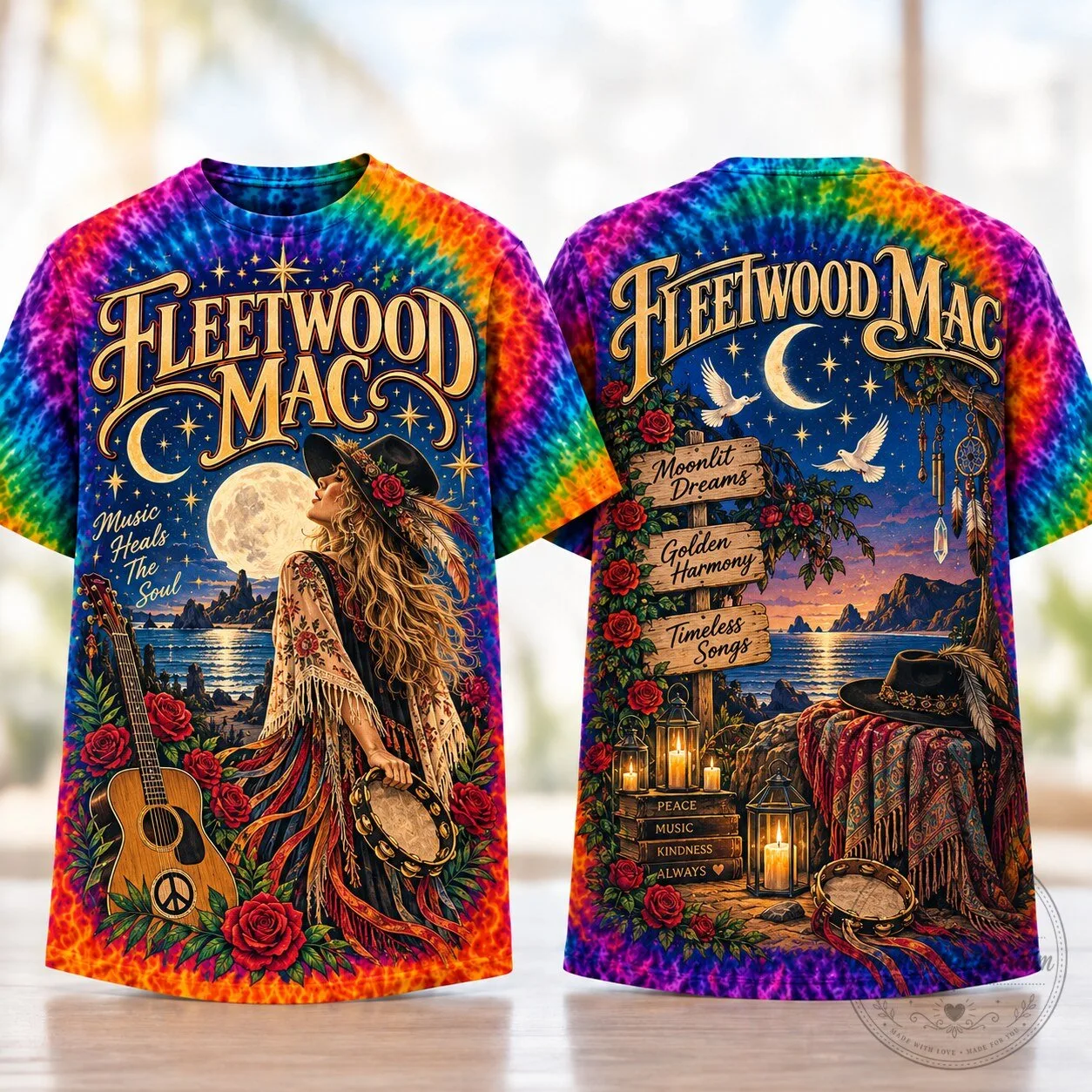 Fleetwood Mac Tie Dye Hippie Style T-Shirt 2 Fleetwood Mac Tie Dye Hippie Style T-Shirt