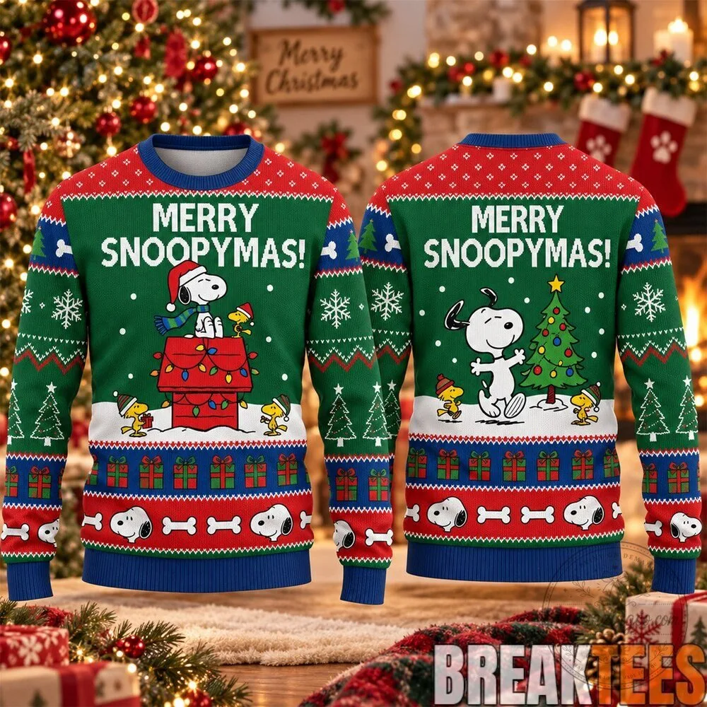Snoopy Merry Snoopymas Green Ugly Christmas Sweater Holiday Sweatshirt 7 Snoopy Merry Snoopymas Green Ugly Christmas Sweater Holiday Sweatshirt