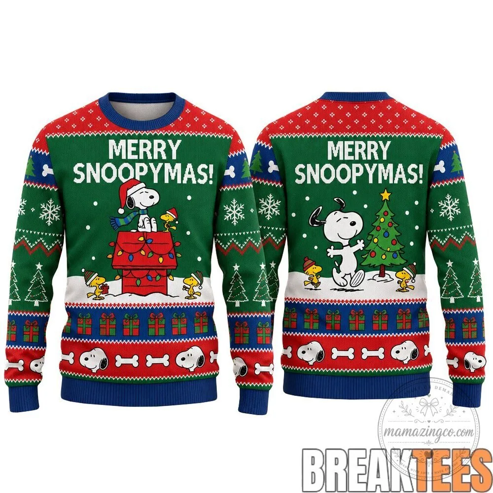 Snoopy Merry Snoopymas Green Ugly Christmas Sweater Holiday Sweatshirt 8 Snoopy Merry Snoopymas Green Ugly Christmas Sweater Holiday Sweatshirt
