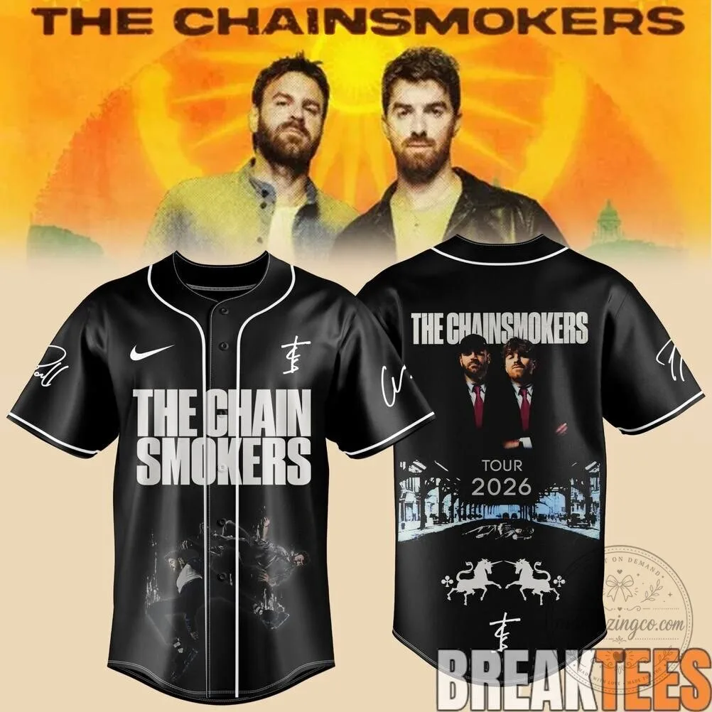 The Chainsmokers Tour 2026 Black Baseball Jersey 3 The Chainsmokers Tour 2026 Black Baseball Jersey