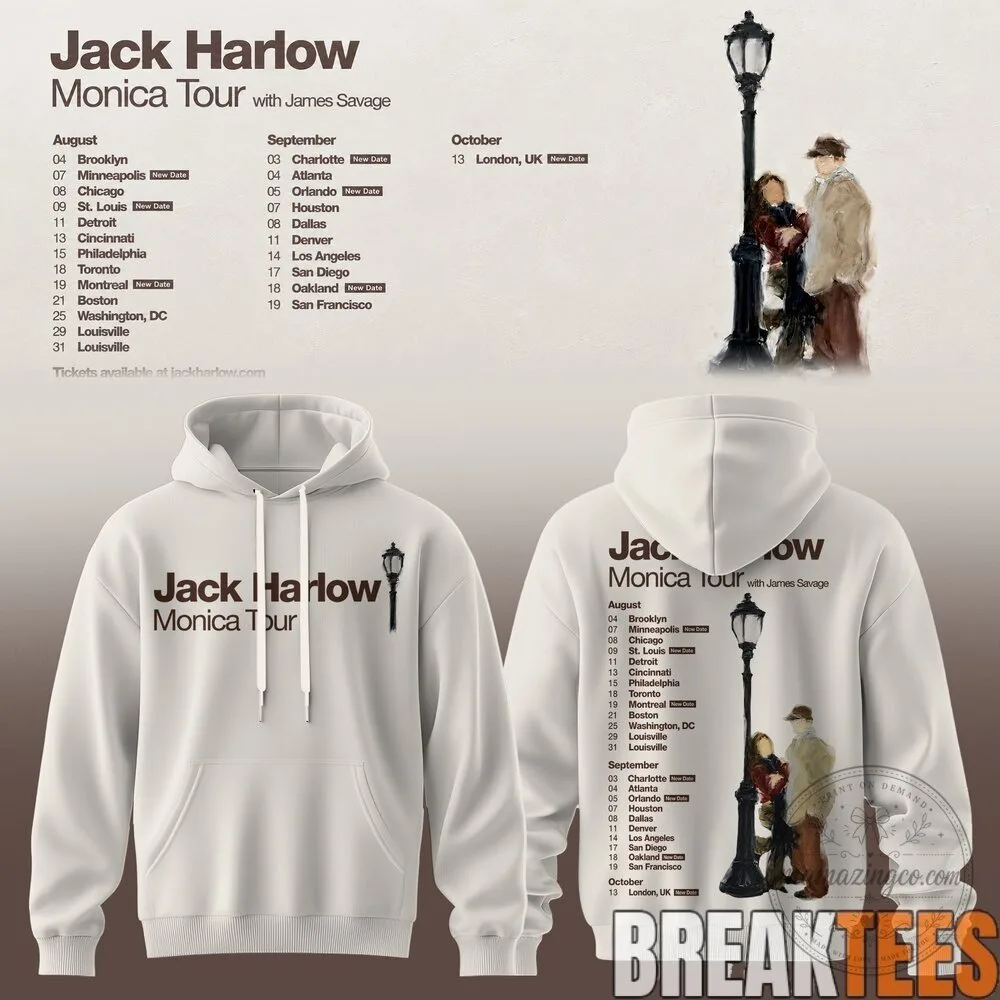 Jack Harlow Monica Tour with James Savage Concert Hoodie 6 Jack Harlow Monica Tour with James Savage Concert Hoodie