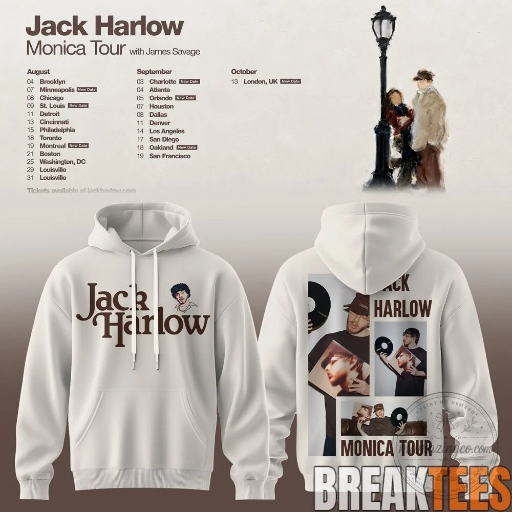 Jack Harlow Monica Tour with James Savage Concert Hoodie 7 Jack Harlow Monica Tour with James Savage Concert Hoodie