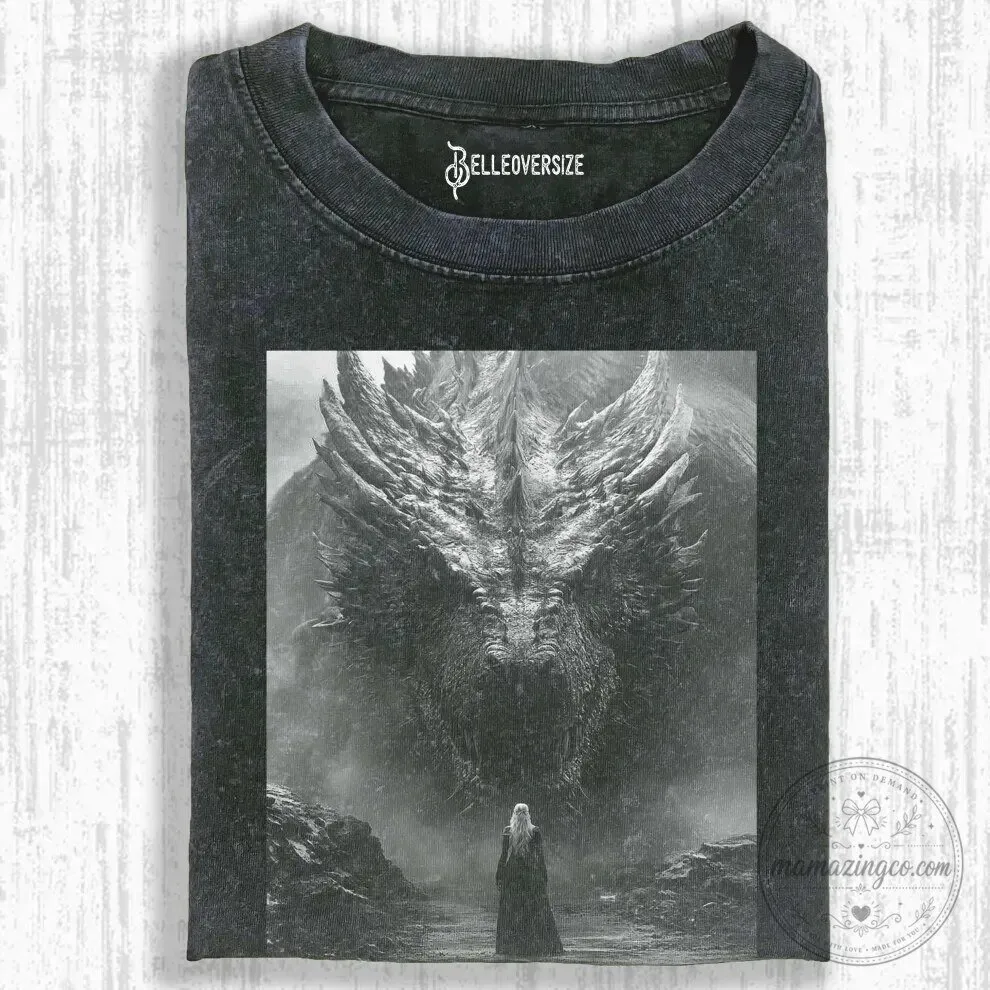 Game of Thrones Daenerys Targaryen Dragon Black Washed T-Shirt