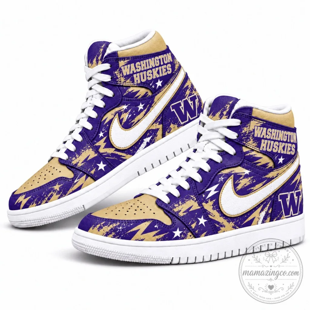 Washington Huskies Graffiti Style High Top Sneakers Washington Huskies Graffiti Style High Top Sneakers