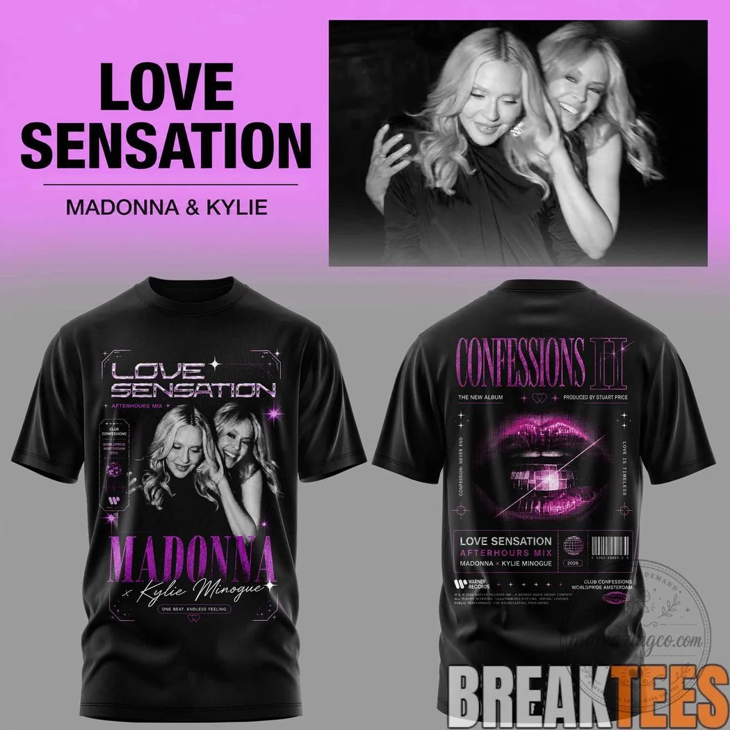 Madonna and Kylie Minogue Love Sensation Music Tour Graphic T-Shirt 7 Madonna and Kylie Minogue Love Sensation Music Tour Graphic T-Shirt