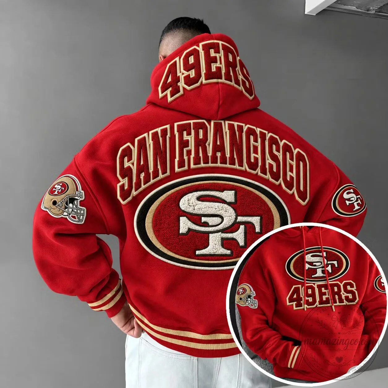 San Francisco 49ers Embroidered Red Football Team Hoodie 2 San Francisco 49ers Embroidered Red Football Team Hoodie