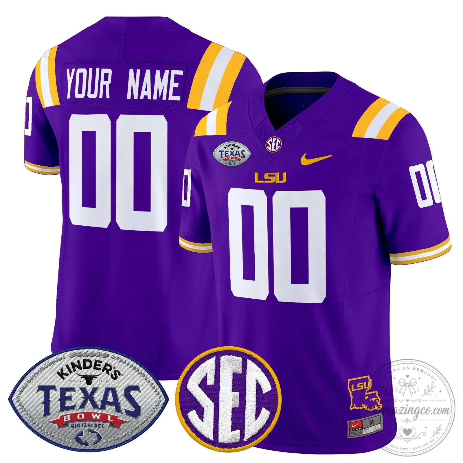 LSU Tigers 2025 Texas Bowl Football Jersey 4 LSU Tigers 2025 Texas Bowl Football Jersey