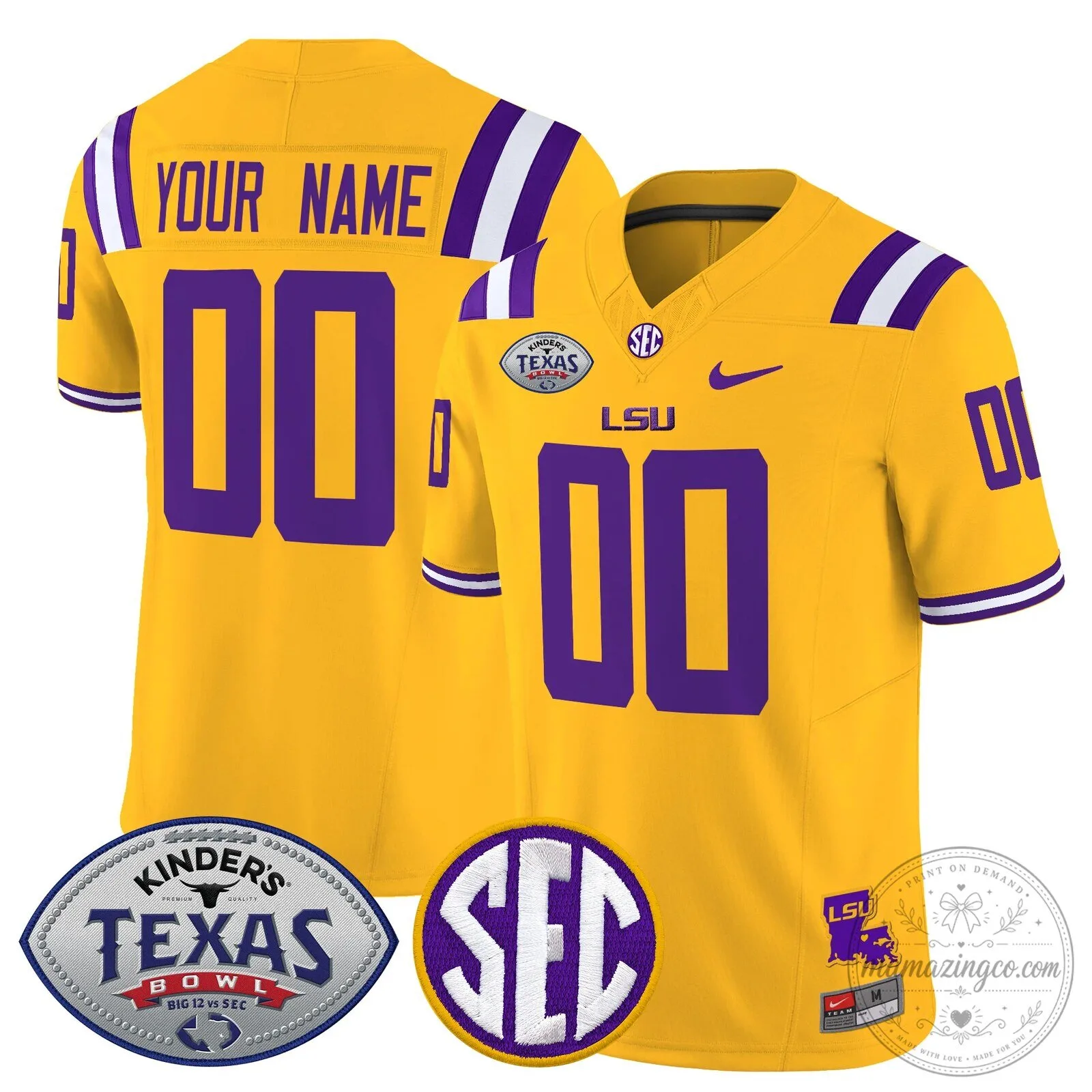 LSU Tigers 2025 Texas Bowl Football Jersey 10 LSU Tigers 2025 Texas Bowl Football Jersey