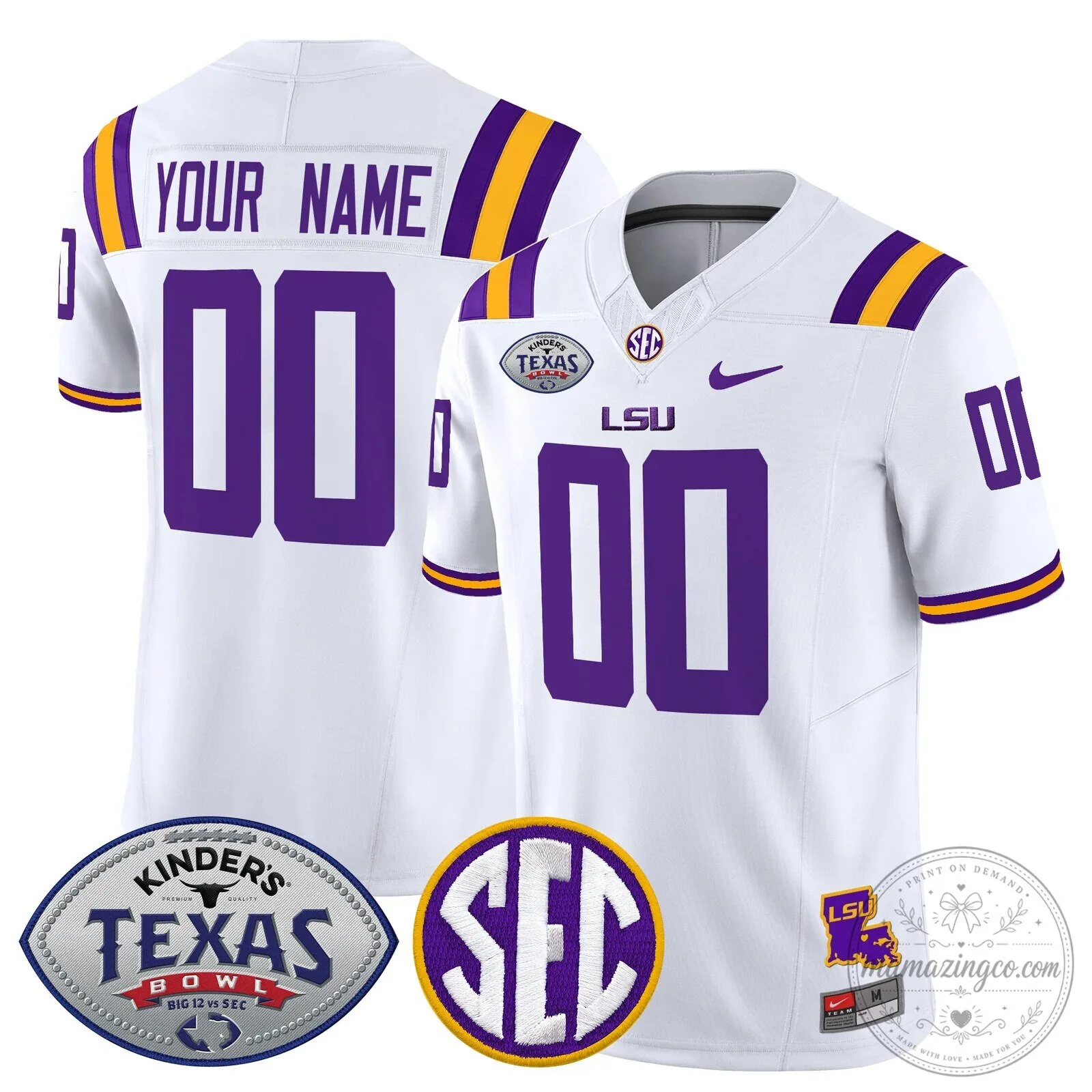 LSU Tigers 2025 Texas Bowl Football Jersey 12 LSU Tigers 2025 Texas Bowl Football Jersey
