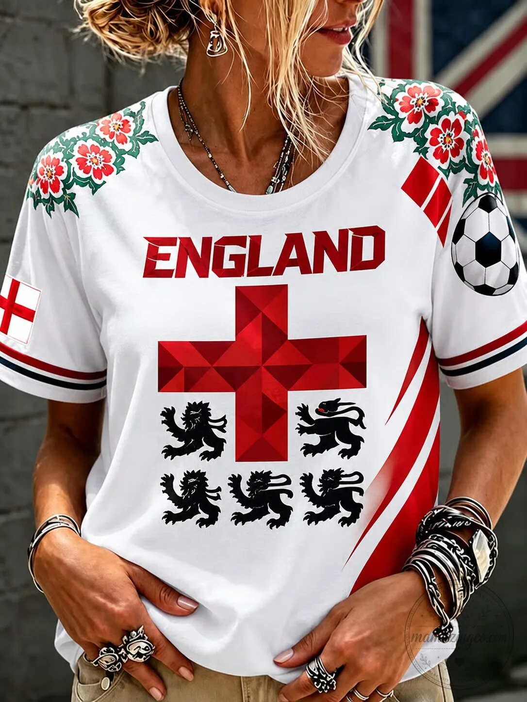 England Football Lionesses Graphic Print Women's T-Shirt 5 England Football Lionesses Graphic Print Women