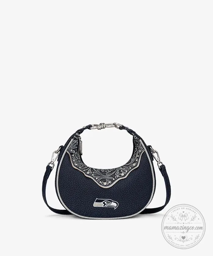Seattle Seahawks Western Style Crossbody Bag with Silver Embellishments