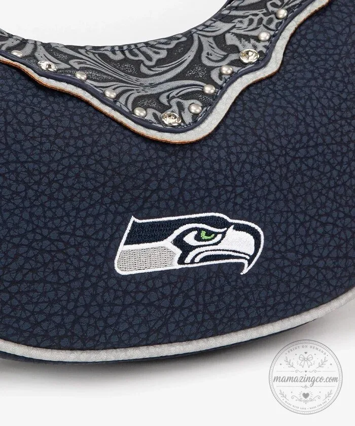 Seattle Seahawks Western Style Crossbody Bag with Silver Embellishments 19 Seattle Seahawks Western Style Crossbody Bag with Silver Embellishments