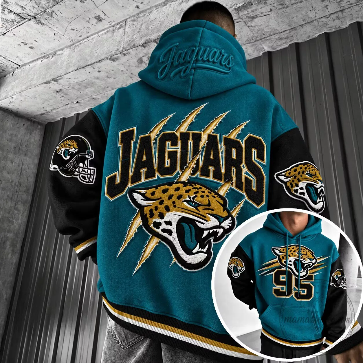 Jacksonville Jaguars Football Team Logo Embroidered Hoodie 2 Jacksonville Jaguars Football Team Logo Embroidered Hoodie