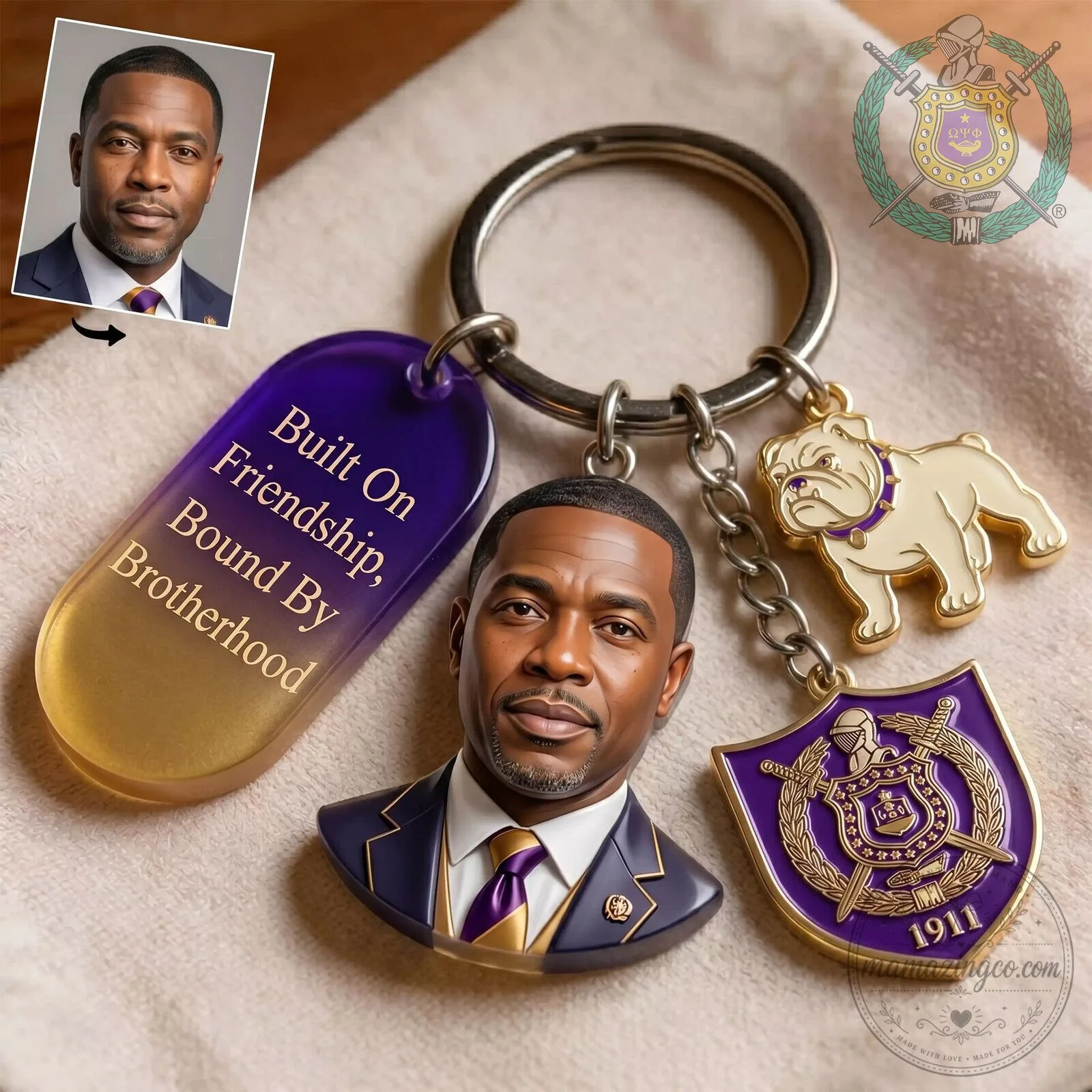 Omega Psi Phi Fraternity Custom Photo Keychain 5 Omega Psi Phi Fraternity Custom Photo Keychain