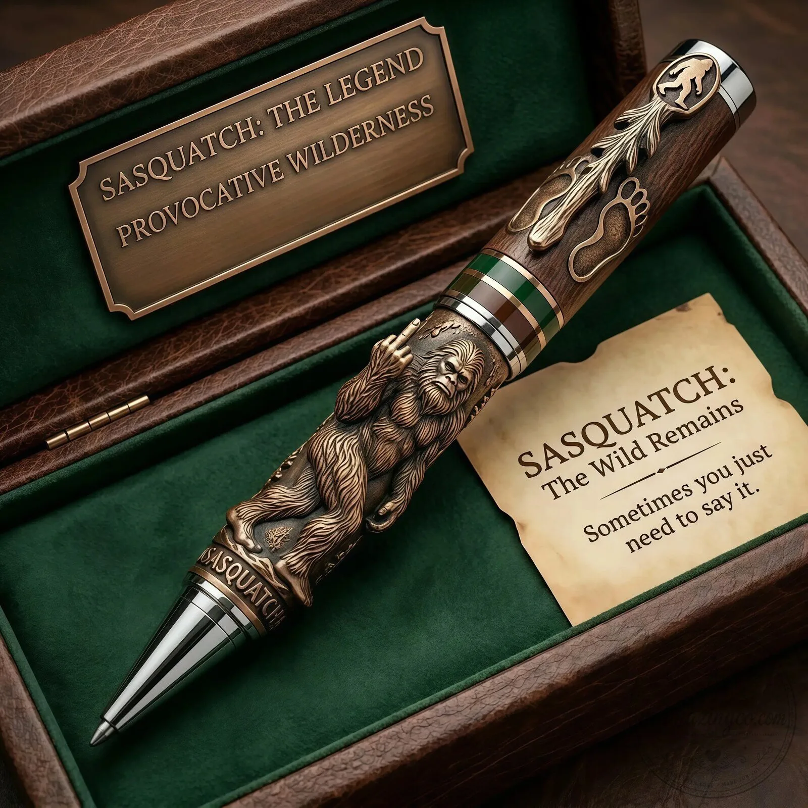 Sasquatch Bigfoot Legend Engraved Collectible Writing Pen with Display Box