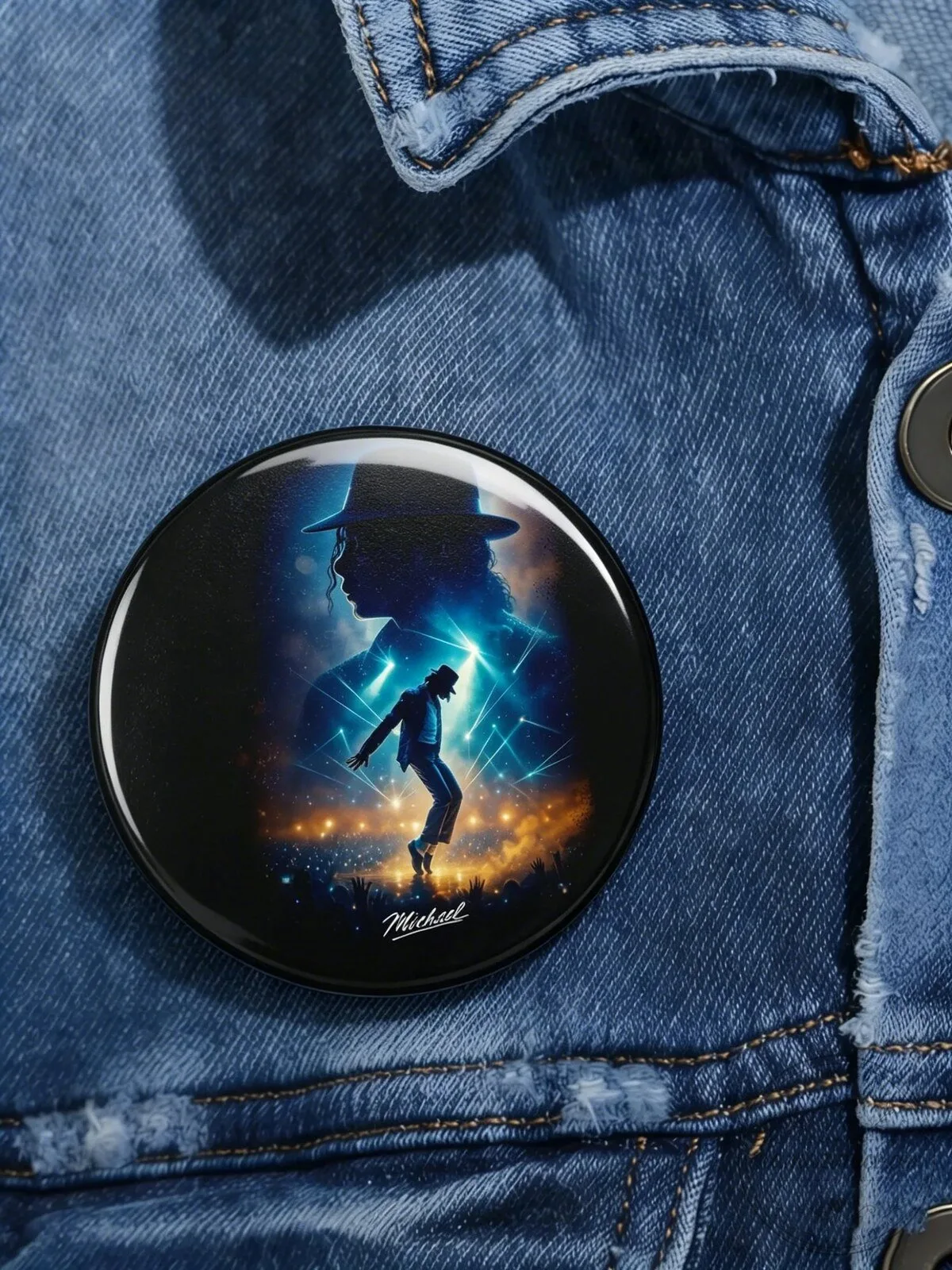 Michael Jackson Silhouette Art Pin Button Badge