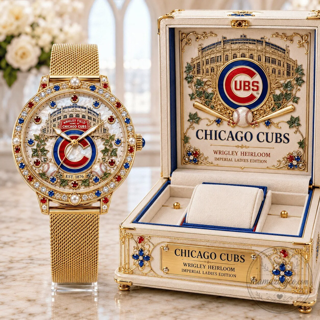 Chicago Cubs Wrigley Field Imperial Ladies Edition Gold Tone Watch 2 Chicago Cubs Wrigley Field Imperial Ladies Edition Gold Tone Watch