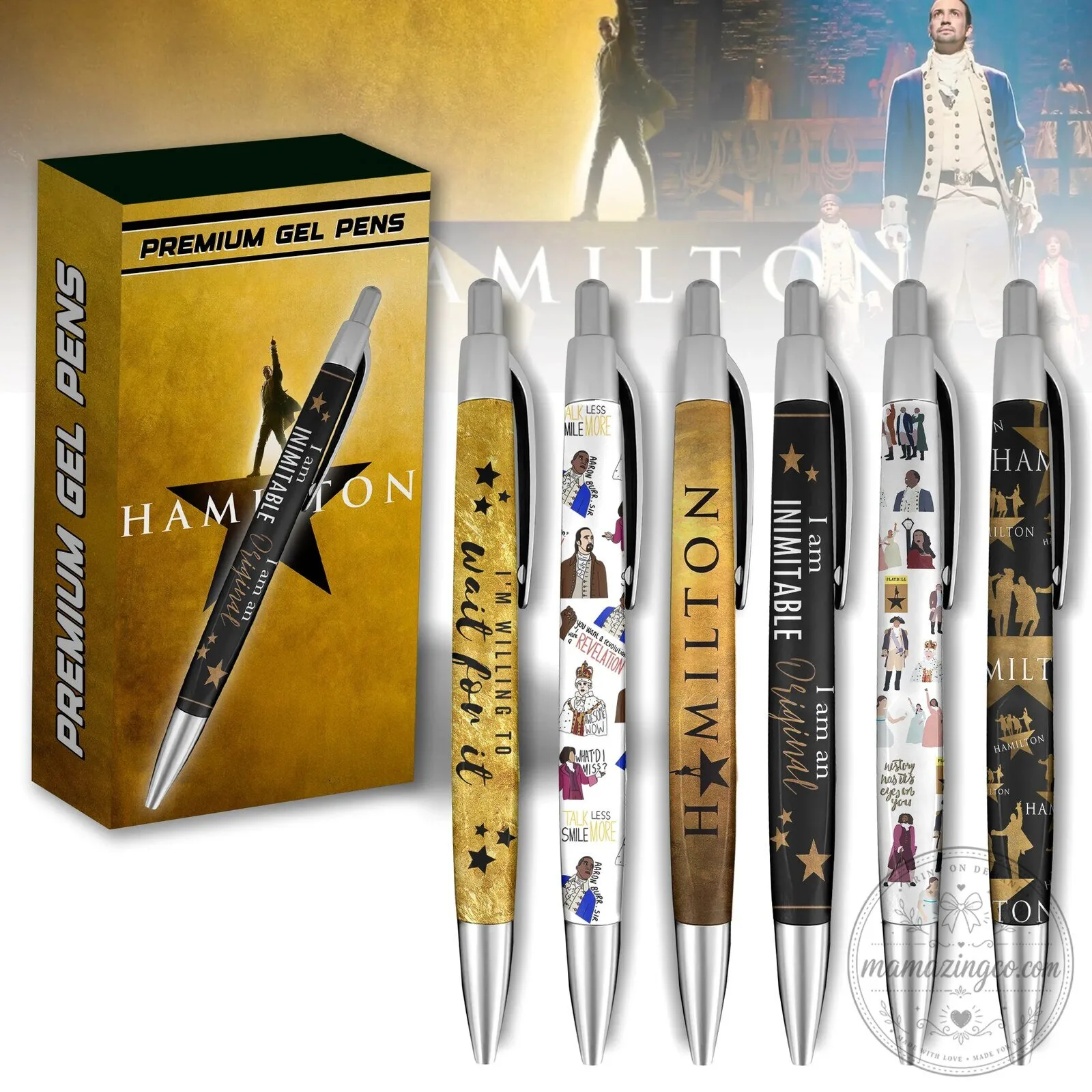 Hamilton Musical Broadway Show Premium Gel Pen Set