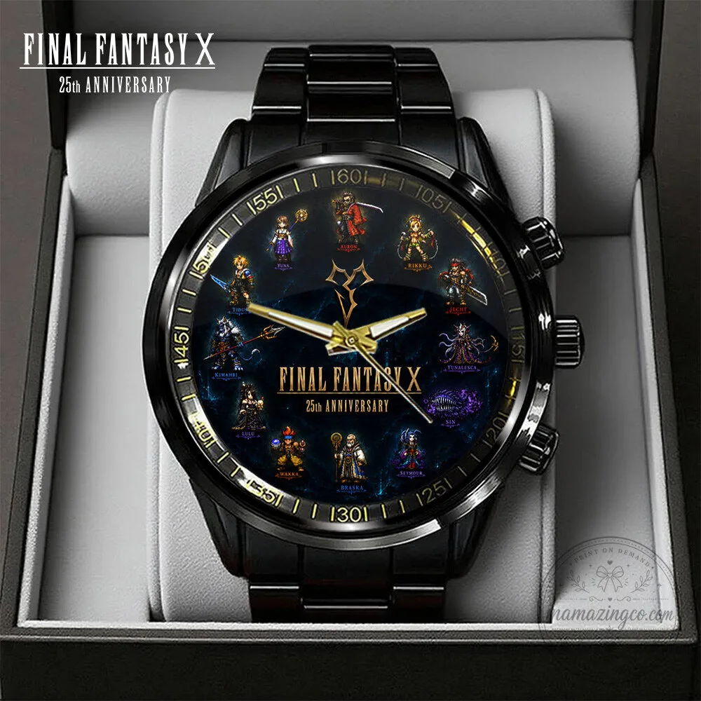 Final Fantasy X 25th Anniversary Black Stainless Steel Watch