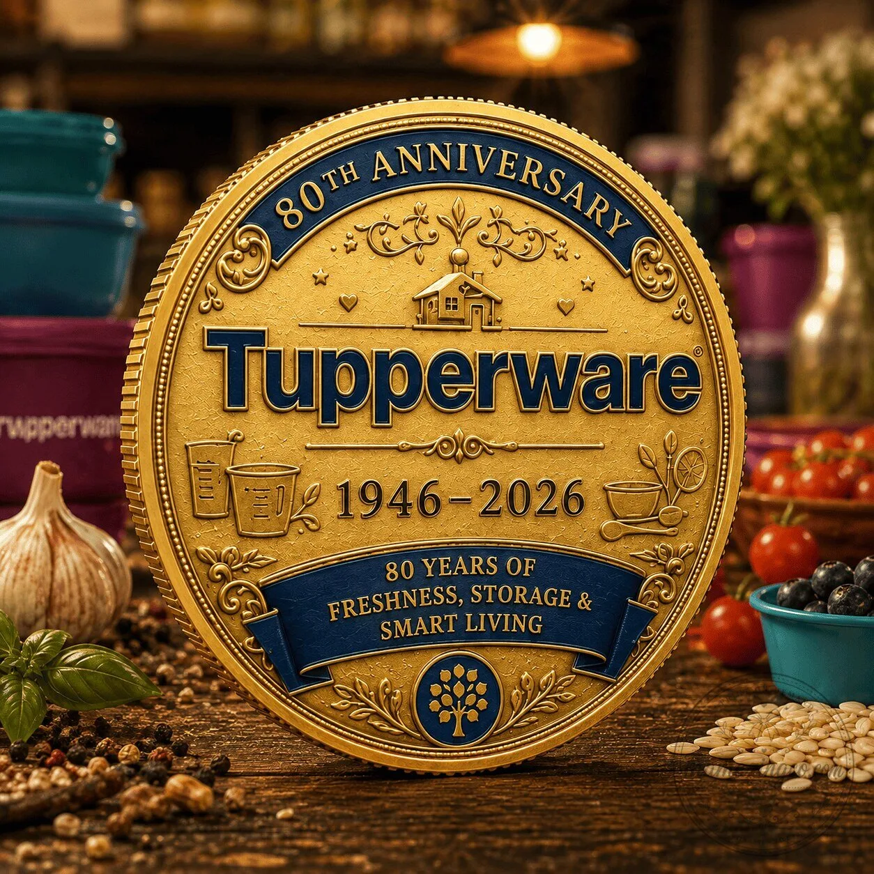 Tupperware 80th Anniversary 1946-2026 Commemorative Gold Coin for Collectors