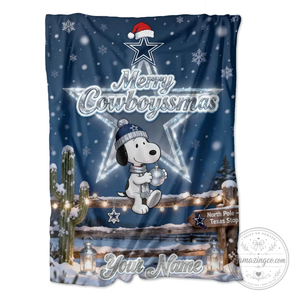 Fleece Blanket Featuring Snoopy in Merry Cowboysmas Style for Dallas Cowboys Fans 7 Fleece Blanket Featuring Snoopy in Merry Cowboysmas Style for Dallas Cowboys Fans