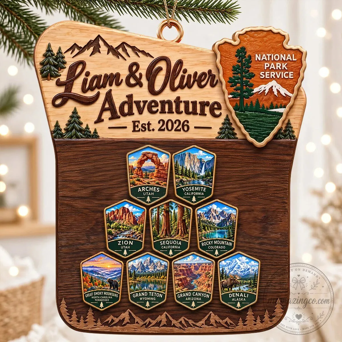 Personalized National Park Service Adventure Christmas Ornament 7 Personalized National Park Service Adventure Christmas Ornament