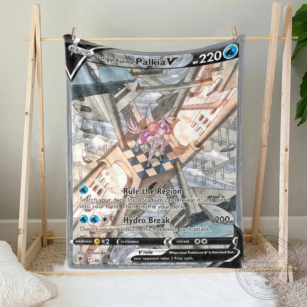 Pokemon Origin Forme Palkia V Trading Card Game Design Fleece Blanket