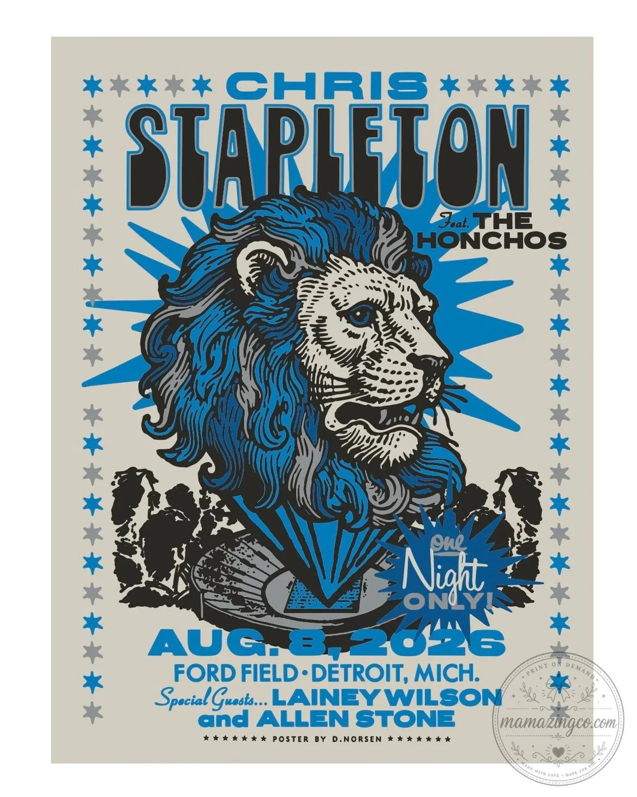 2026 Concert Tour Poster for All American Road Show by Chris Stapleton