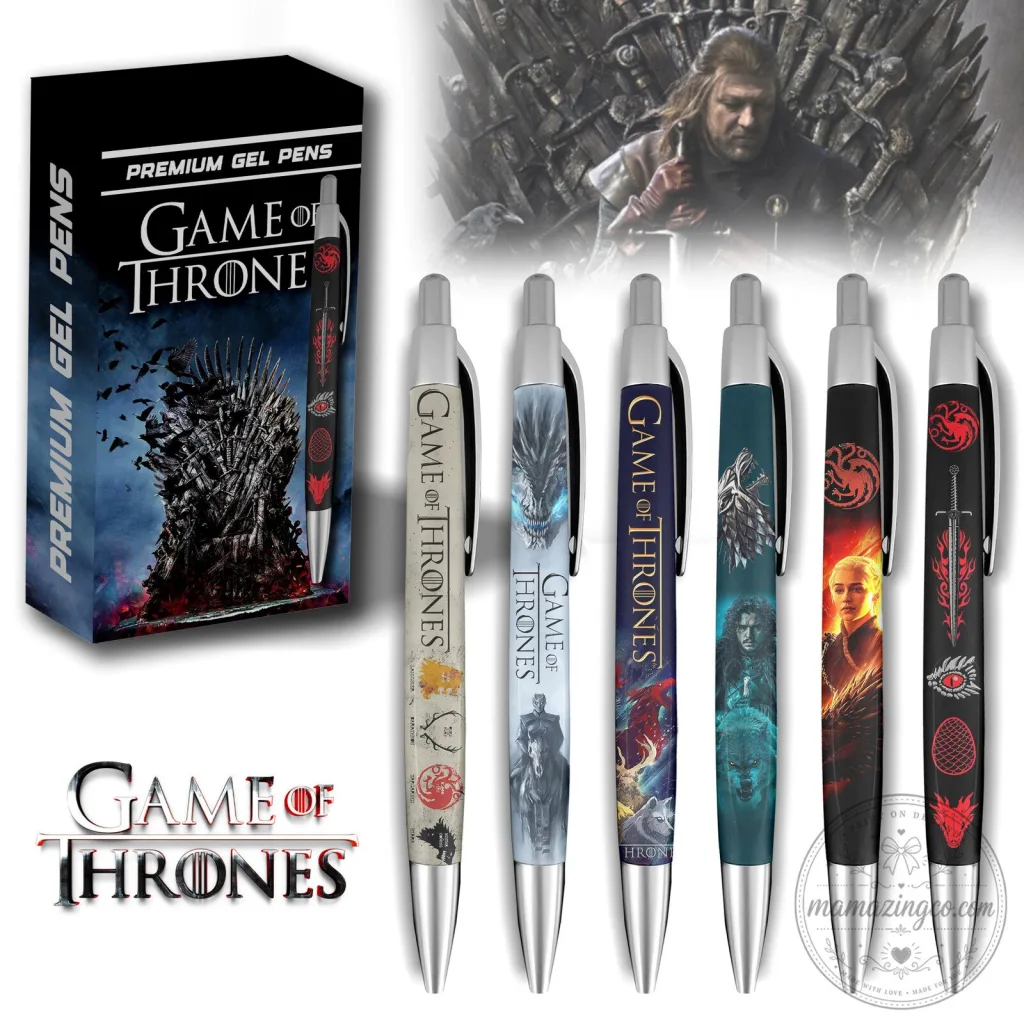 Game of Thrones Collectible Gel Pen Set with House Sigils and Characters Game of Thrones Collectible Gel Pen Set with House Sigils and Characters