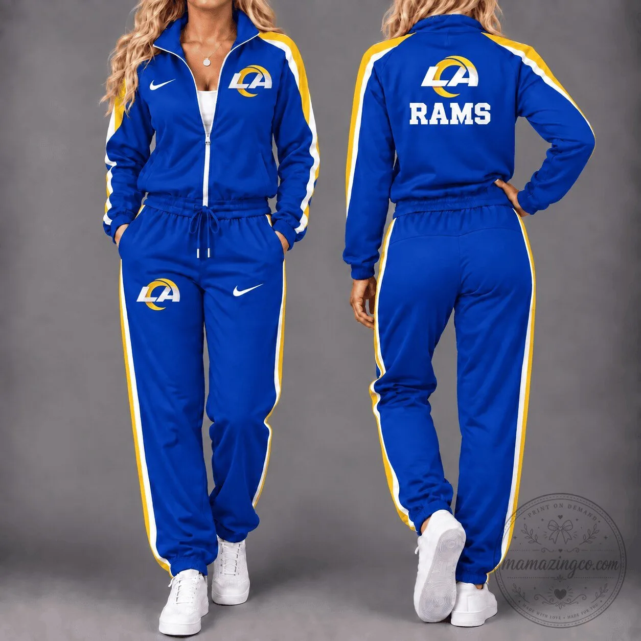 Los Angeles Rams NFL Football Team Blue and Yellow Tracksuit Set 2 Los Angeles Rams NFL Football Team Blue and Yellow Tracksuit Set