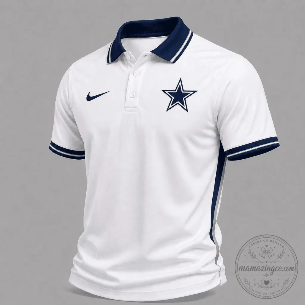 Dallas Cowboys NFL Classic White Gameday Polo Shirt for Men Dallas Cowboys NFL Classic White Gameday Polo Shirt for Men