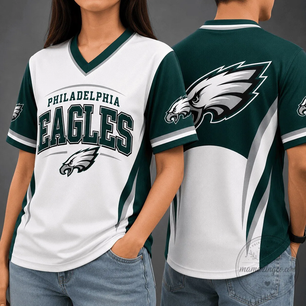 Philadelphia Eagles Football Team Spirit V-Neck T-Shirt 2 Philadelphia Eagles Football Team Spirit V-Neck T-Shirt