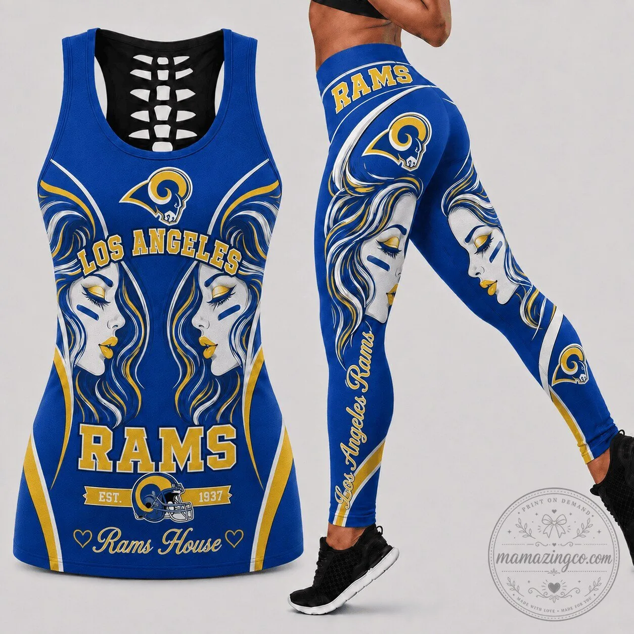 Los Angeles Rams Football Team Women's Hollow Back Tank Top 1 Los Angeles Rams Football Team Women's Hollow Back Tank Top