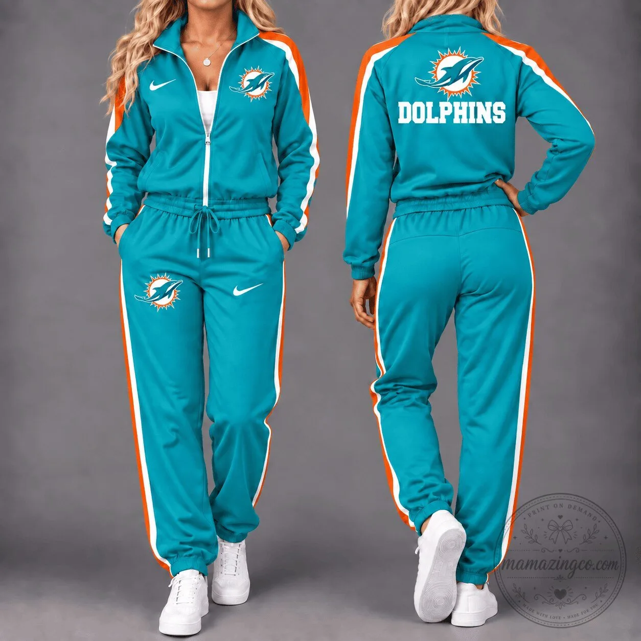 Miami Dolphins National Football League Teal and Orange Womens Tracksuit Set 5 Miami Dolphins National Football League Teal and Orange Womens Tracksuit Set