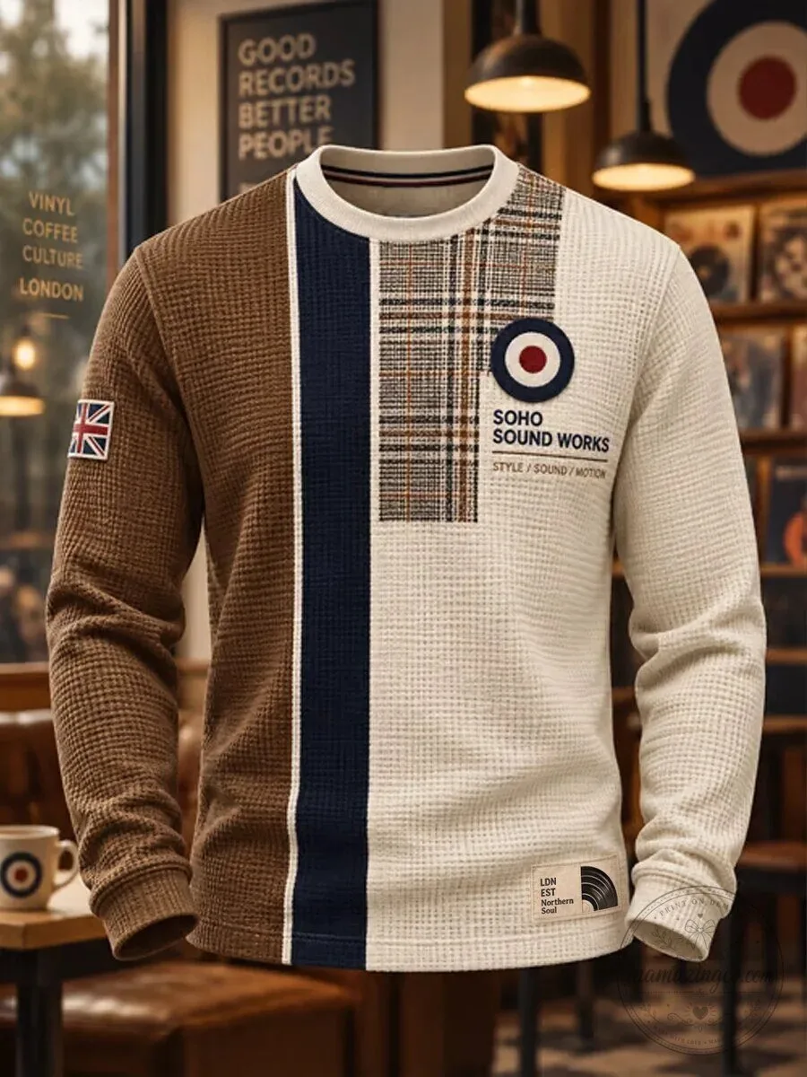Soho Sound Works Northern Soul Mod Style Waffle Knit Long Sleeve Sweatshirt 2 Soho Sound Works Northern Soul Mod Style Waffle Knit Long Sleeve Sweatshirt