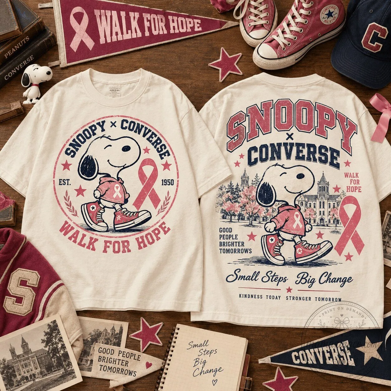 Snoopy x Converse Breast Cancer Awareness Walk for Hope T-Shirt