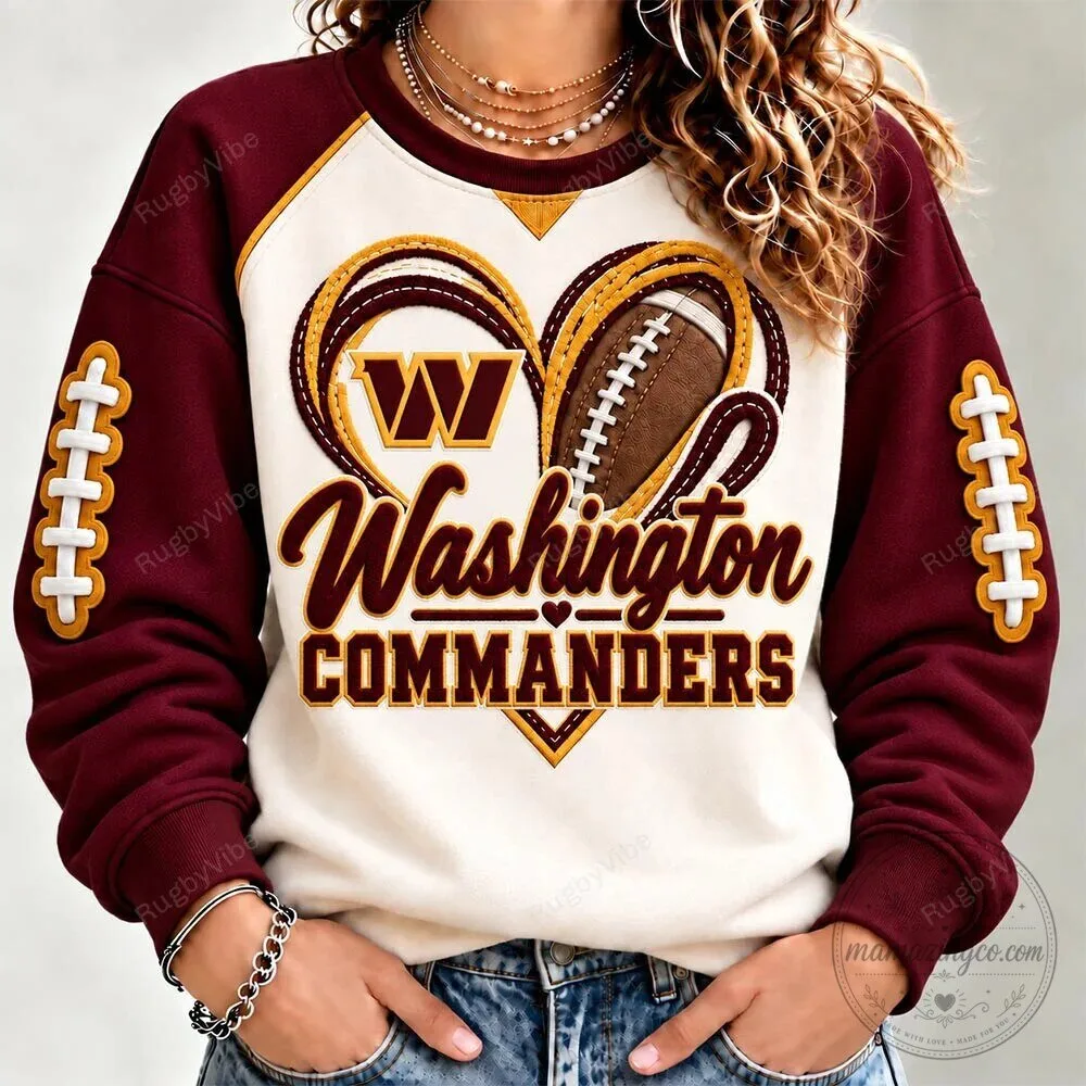 Women's Crewneck Sweatshirt featuring Heart Logo of Washington Commanders Football Team