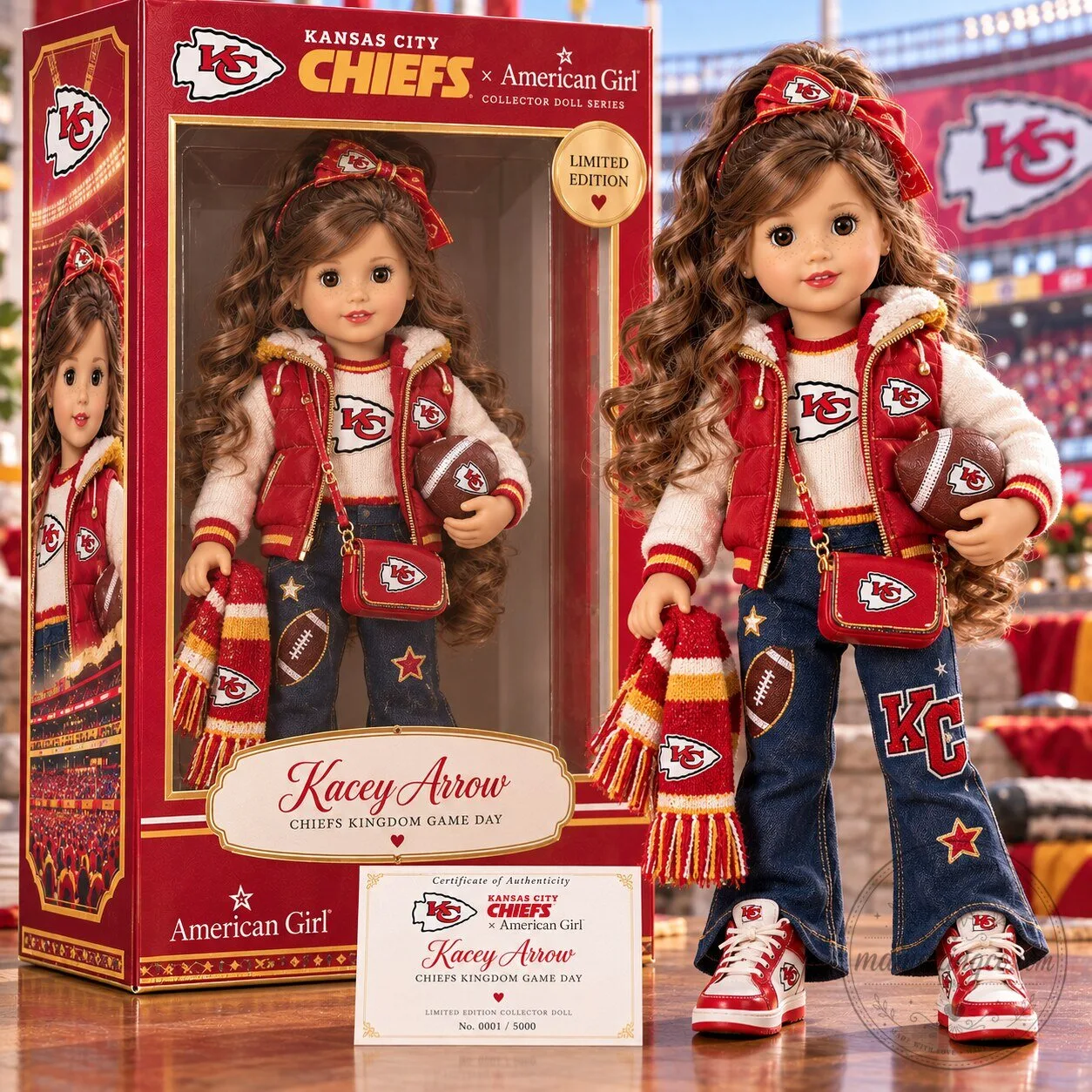 Kansas City Chiefs American Girl Kacey Arrow Limited Edition Collector Doll
