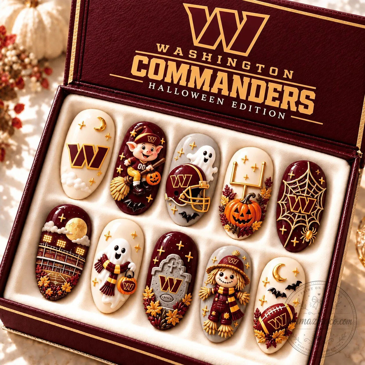 Washington Commanders Halloween Edition Press On Nails