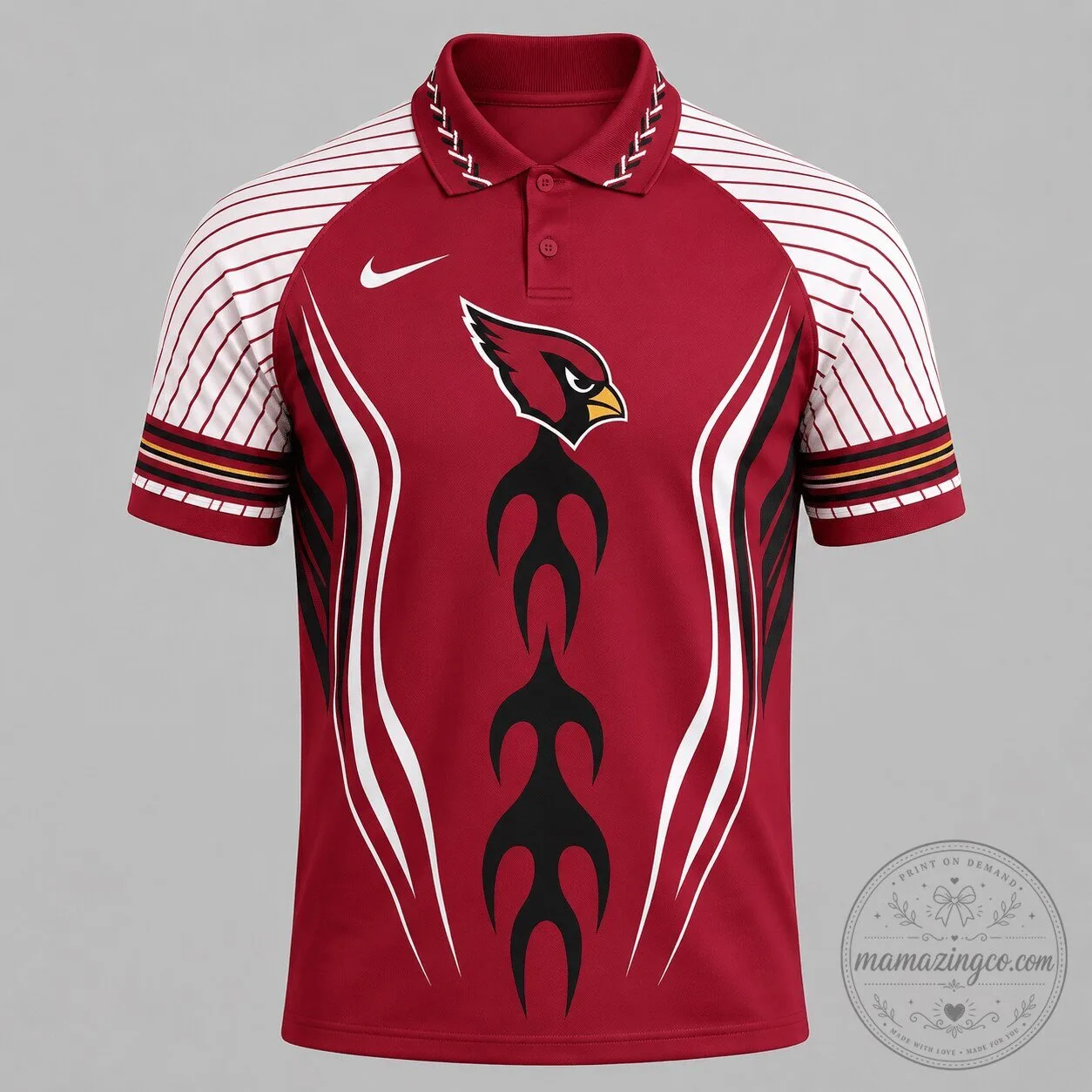 Arizona Cardinals National Football League Flame Stripe Athletic Polo Shirt