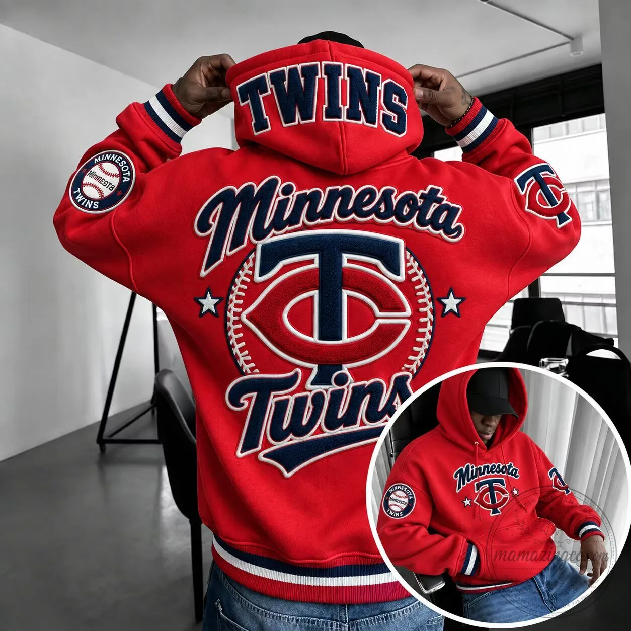 Minnesota Twins MLB Baseball Team Logo Red Hoodie 1 Minnesota Twins MLB Baseball Team Logo Red Hoodie