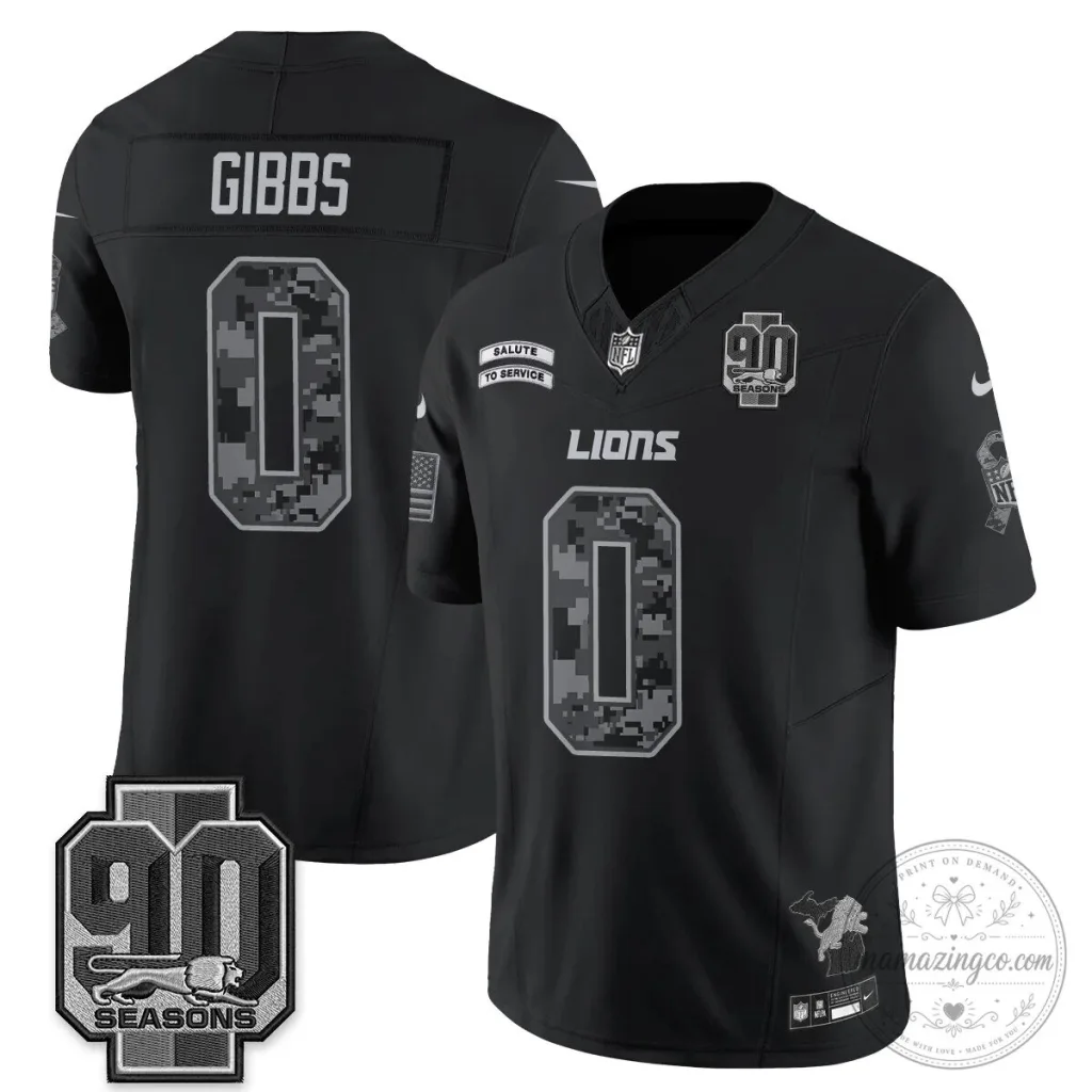 Salute to Service Vapor Football Jersey for Jahmyr Gibbs - Detroit Lions Salute to Service Vapor Football Jersey for Jahmyr Gibbs - Detroit Lions