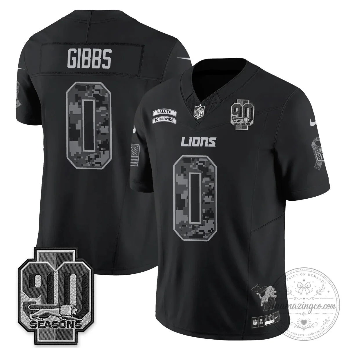 Salute to Service Vapor Football Jersey for Jahmyr Gibbs - Detroit Lions