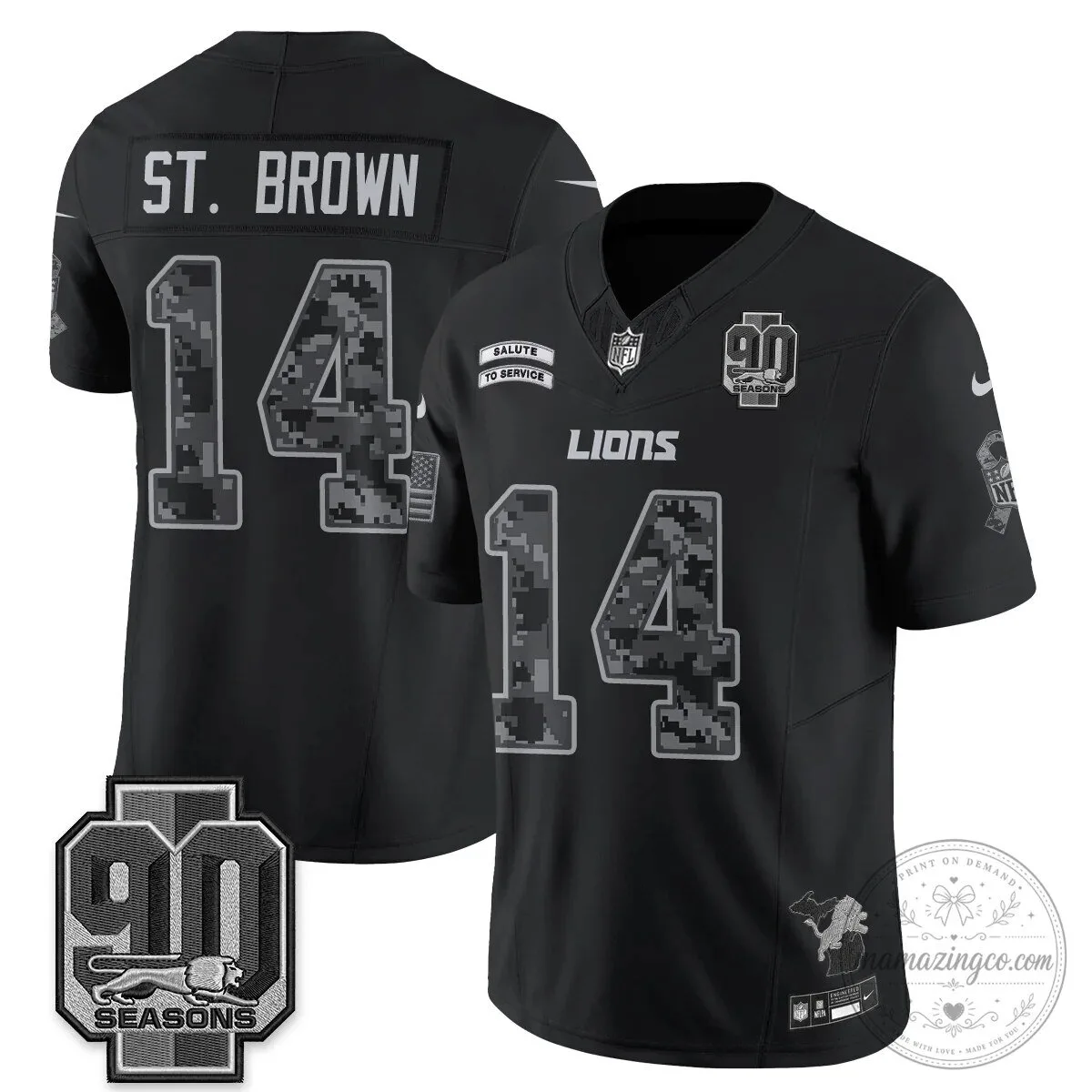 Salute to Service Vapor Football Jersey for Jahmyr Gibbs - Detroit Lions 49 Salute to Service Vapor Football Jersey for Jahmyr Gibbs - Detroit Lions