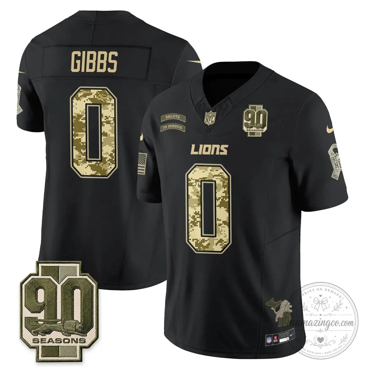 Salute to Service Vapor Football Jersey for Jahmyr Gibbs - Detroit Lions 59 Salute to Service Vapor Football Jersey for Jahmyr Gibbs - Detroit Lions