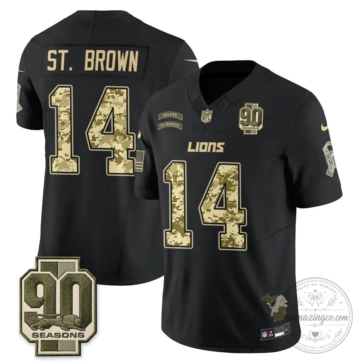 Salute to Service Vapor Football Jersey for Jahmyr Gibbs - Detroit Lions 60 Salute to Service Vapor Football Jersey for Jahmyr Gibbs - Detroit Lions