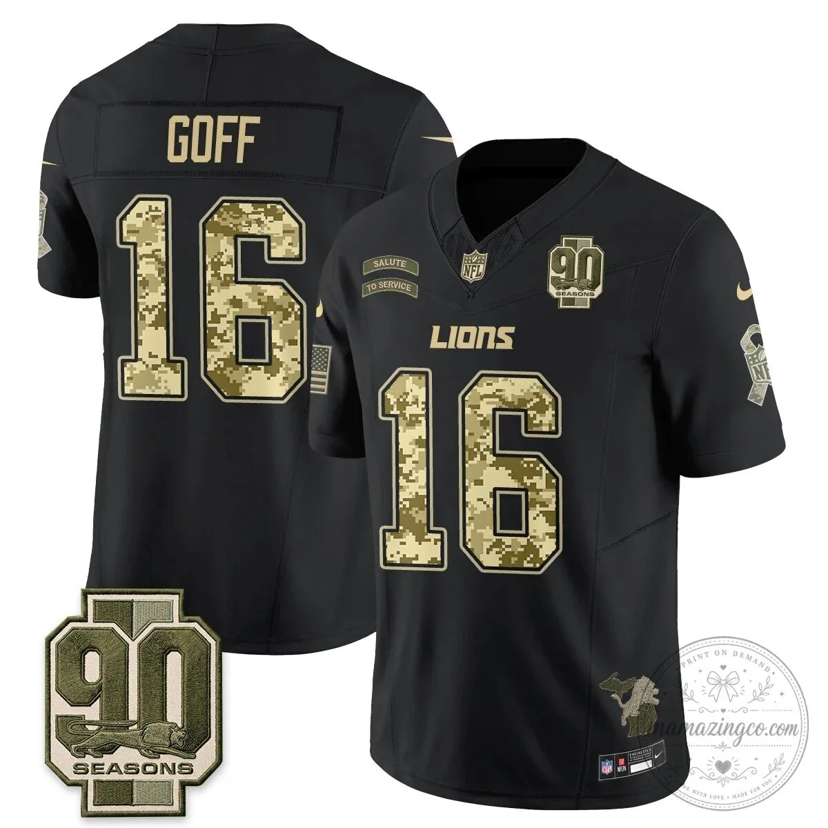 Salute to Service Vapor Football Jersey for Jahmyr Gibbs - Detroit Lions 62 Salute to Service Vapor Football Jersey for Jahmyr Gibbs - Detroit Lions
