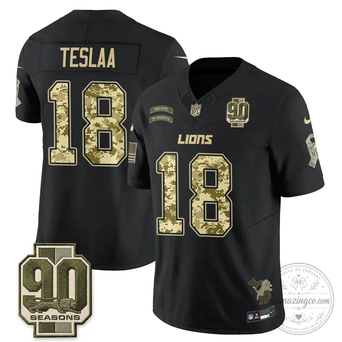 Salute to Service Vapor Football Jersey for Jahmyr Gibbs - Detroit Lions 63 Salute to Service Vapor Football Jersey for Jahmyr Gibbs - Detroit Lions