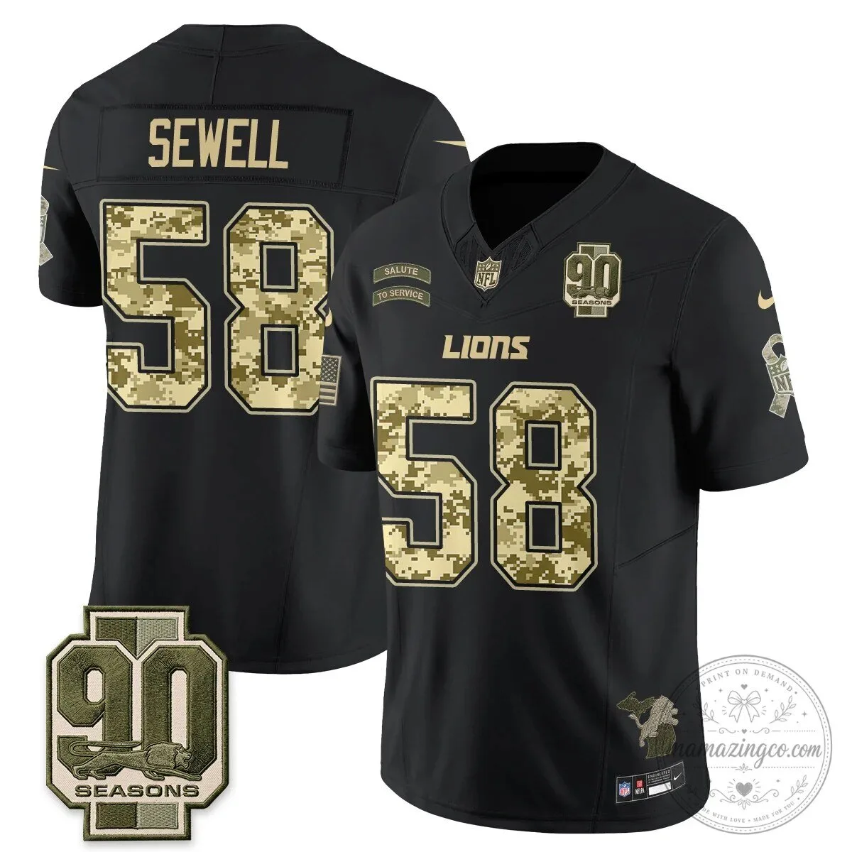Salute to Service Vapor Football Jersey for Jahmyr Gibbs - Detroit Lions 64 Salute to Service Vapor Football Jersey for Jahmyr Gibbs - Detroit Lions
