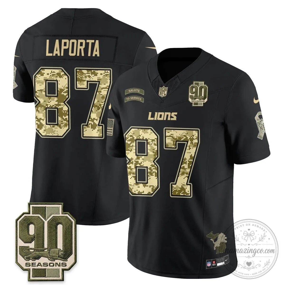 Salute to Service Vapor Football Jersey for Jahmyr Gibbs - Detroit Lions 65 Salute to Service Vapor Football Jersey for Jahmyr Gibbs - Detroit Lions